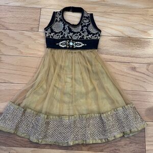 Toddler Girl Party Dress Black & Gold Anarkali-Inspired size 12–18M, Dress Only